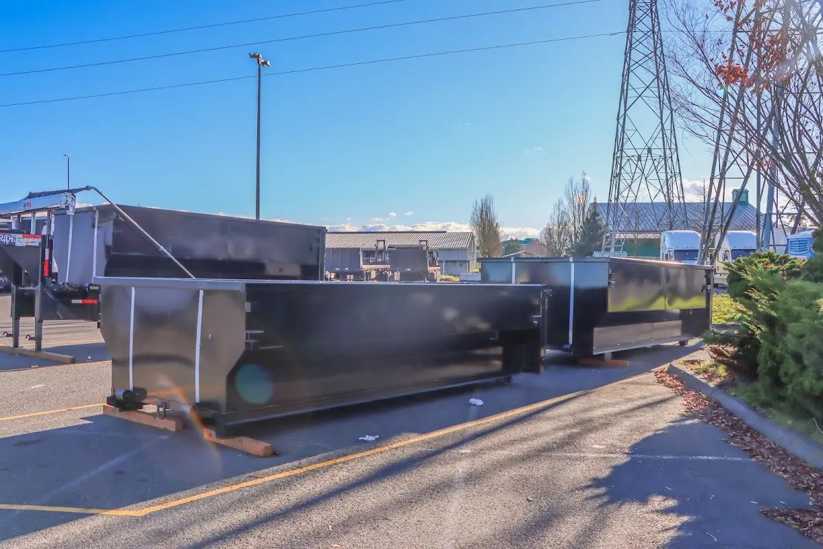 Roll-off dumpster ready for waste disposal at job site for Roll Off Dumpster Rental in Moraine
